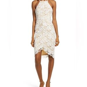 Lulu's Cream Lace Strapless Dress